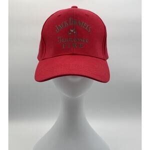 Jack Daniels Tennessee Fire Stitched Red Baseball Hat Cap Adjustable, Pre-owned